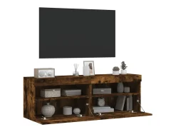 Ølstykke Muebles TV de pared luces LED 2 uds roble ahumado 60x30x40 cm