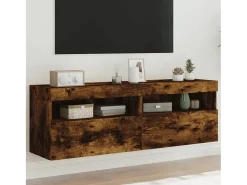 Ølstykke Muebles TV de pared luces LED 2 uds roble ahumado 60x30x40 cm