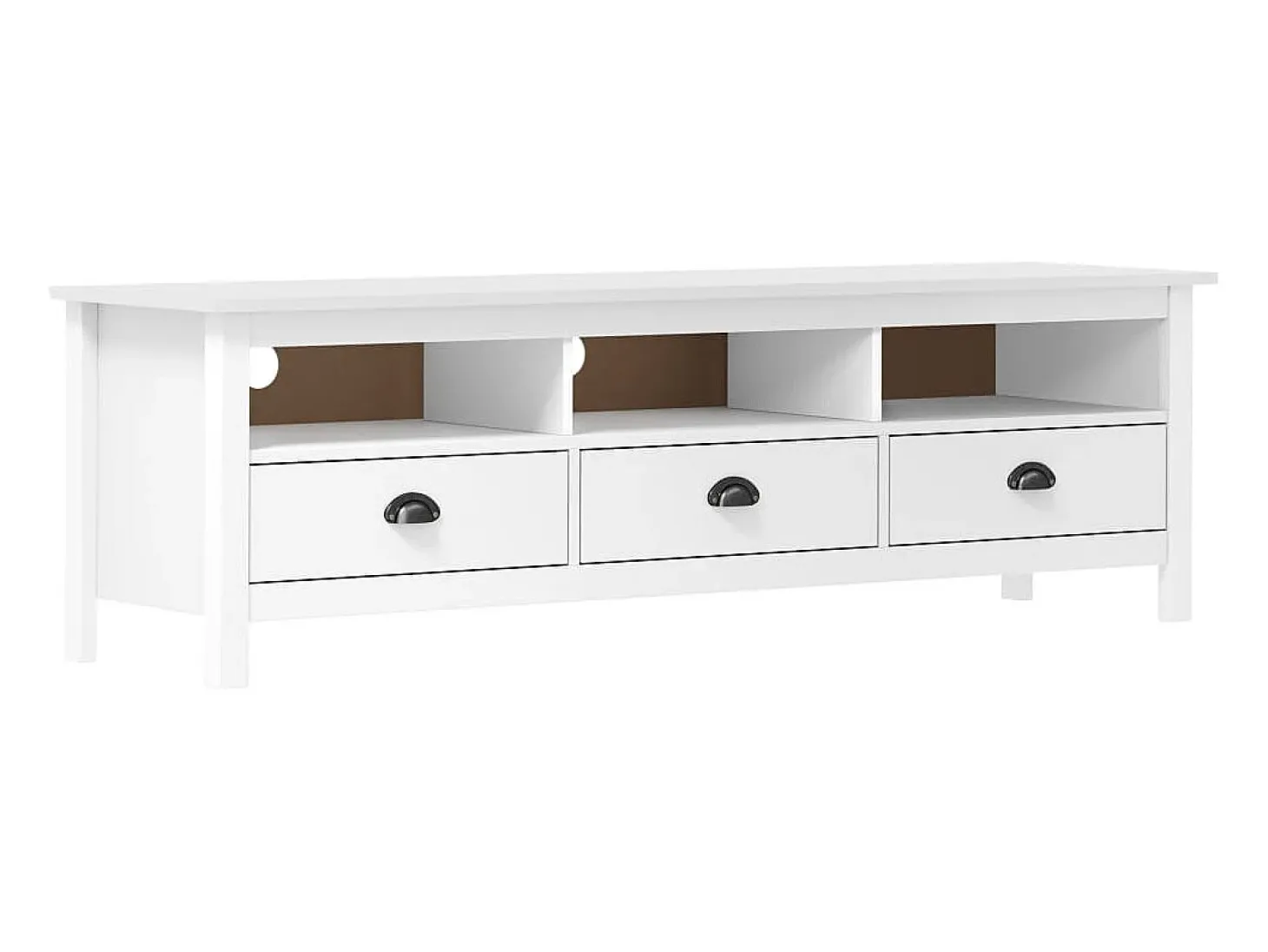 Lythor Mueble de TV ll madera maciza de pino blanco 158x40x47 cm