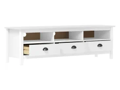 Lythor Mueble de TV ll madera maciza de pino blanco 158x40x47 cm