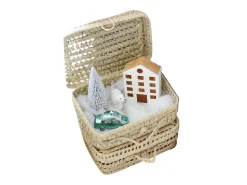 Maletin de palma beige 11x30x22cm
