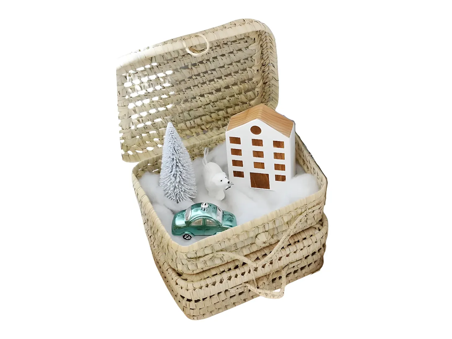 Maletin de palma beige 11x30x22cm