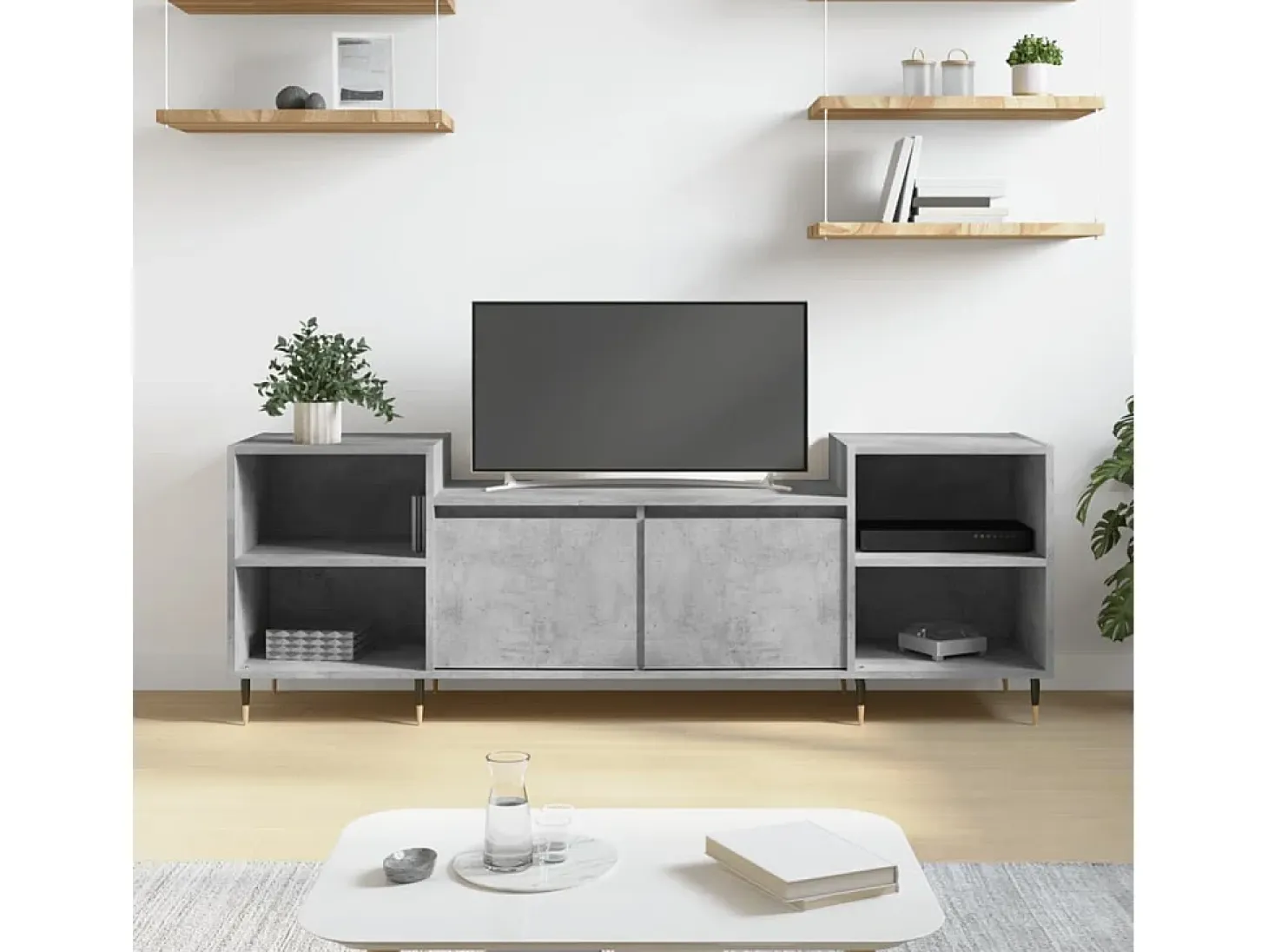 Malik Blake Mueble para TV madera contrachapada gris hormigón 160x35x55 cm