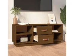 Malindra Mueble de TV madera maciza de pino marrón miel 100x34x40 cm
