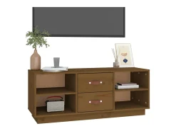 Malindra Mueble de TV madera maciza de pino marrón miel 100x34x40 cm