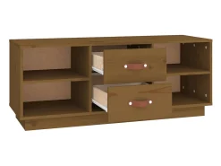 Malindra Mueble de TV madera maciza de pino marrón miel 100x34x40 cm