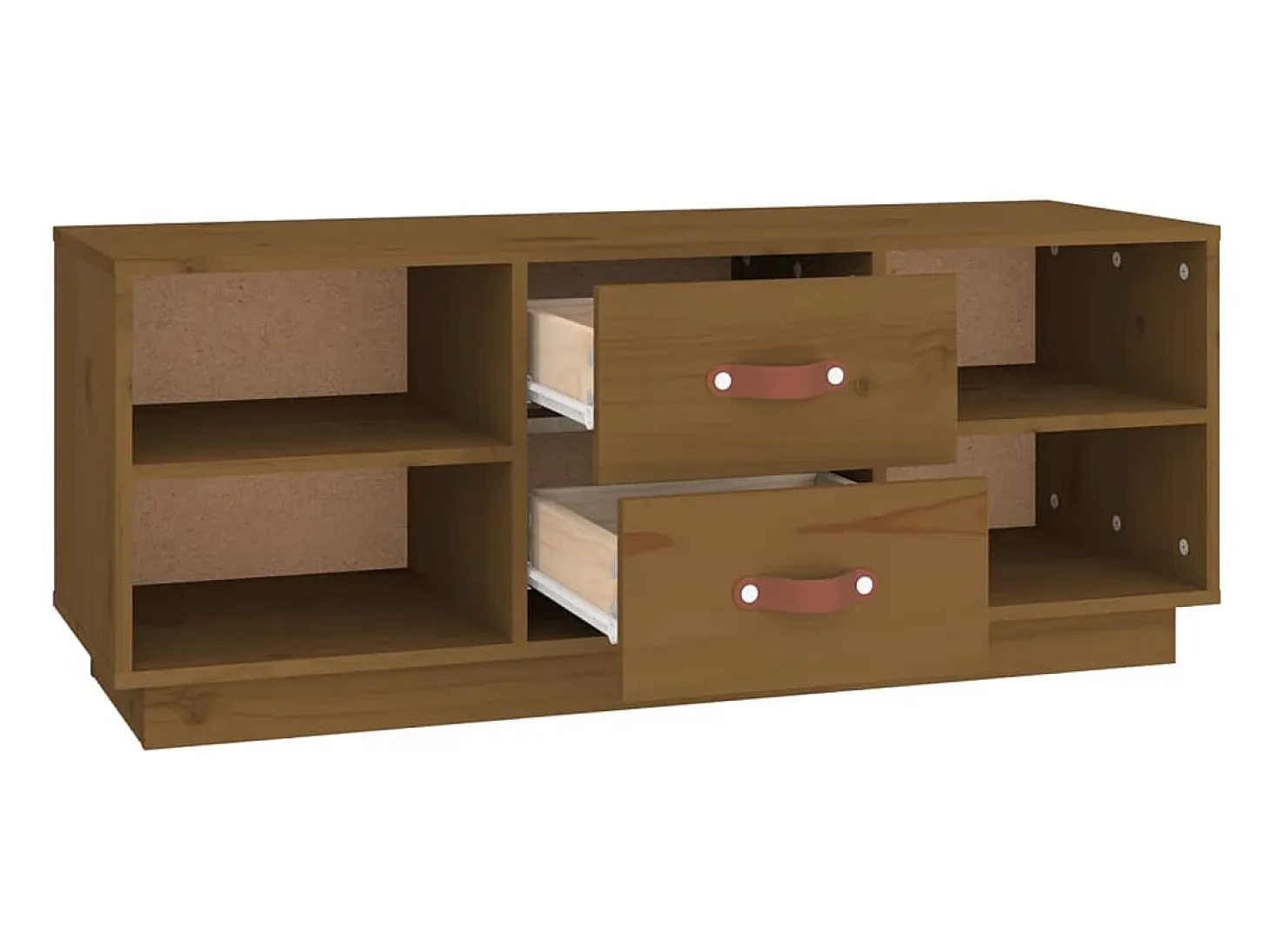 Malindra Mueble de TV madera maciza de pino marrón miel 100x34x40 cm