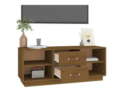 Malindra Mueble de TV madera maciza de pino marrón miel 100x34x40 cm