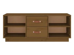 Malindra Mueble de TV madera maciza de pino marrón miel 100x34x40 cm