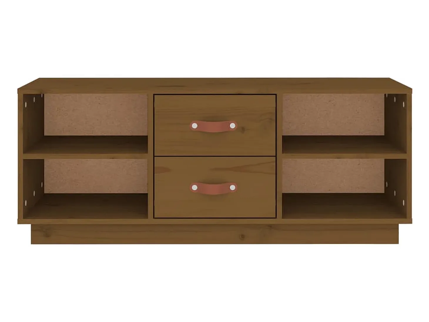 Malindra Mueble de TV madera maciza de pino marrón miel 100x34x40 cm