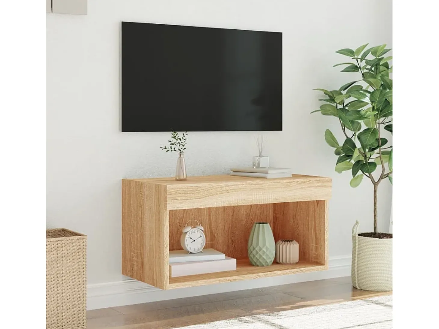 Mano Mueble para TV con luces LED roble Sonoma 60x30x30 cm