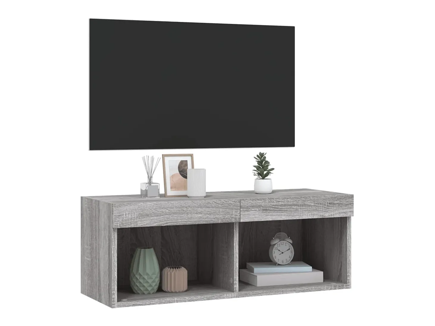 Mano Mueble para TV con luces LED gris Sonoma 80x30x30 cm