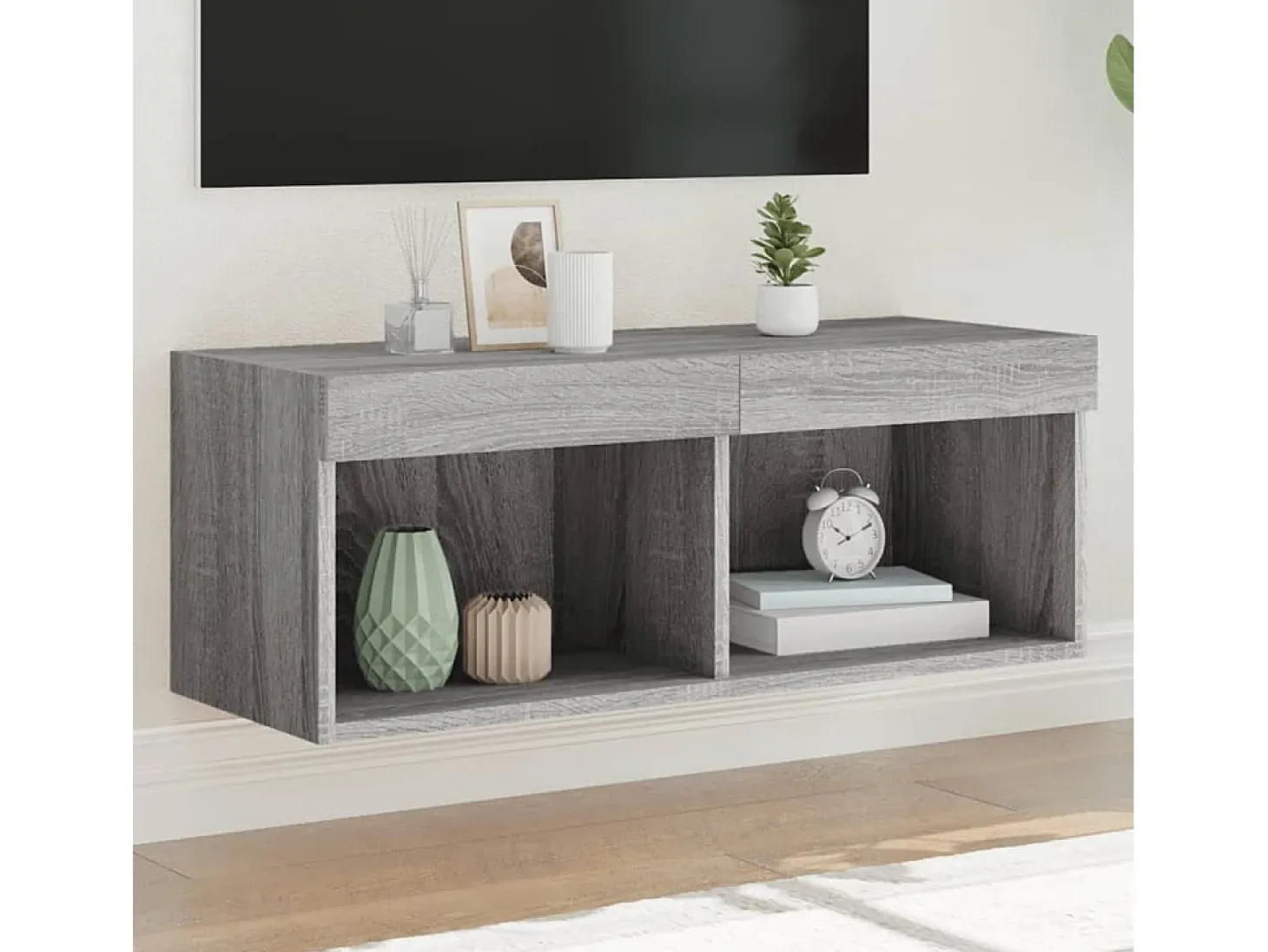 Mano Mueble para TV con luces LED gris Sonoma 80x30x30 cm