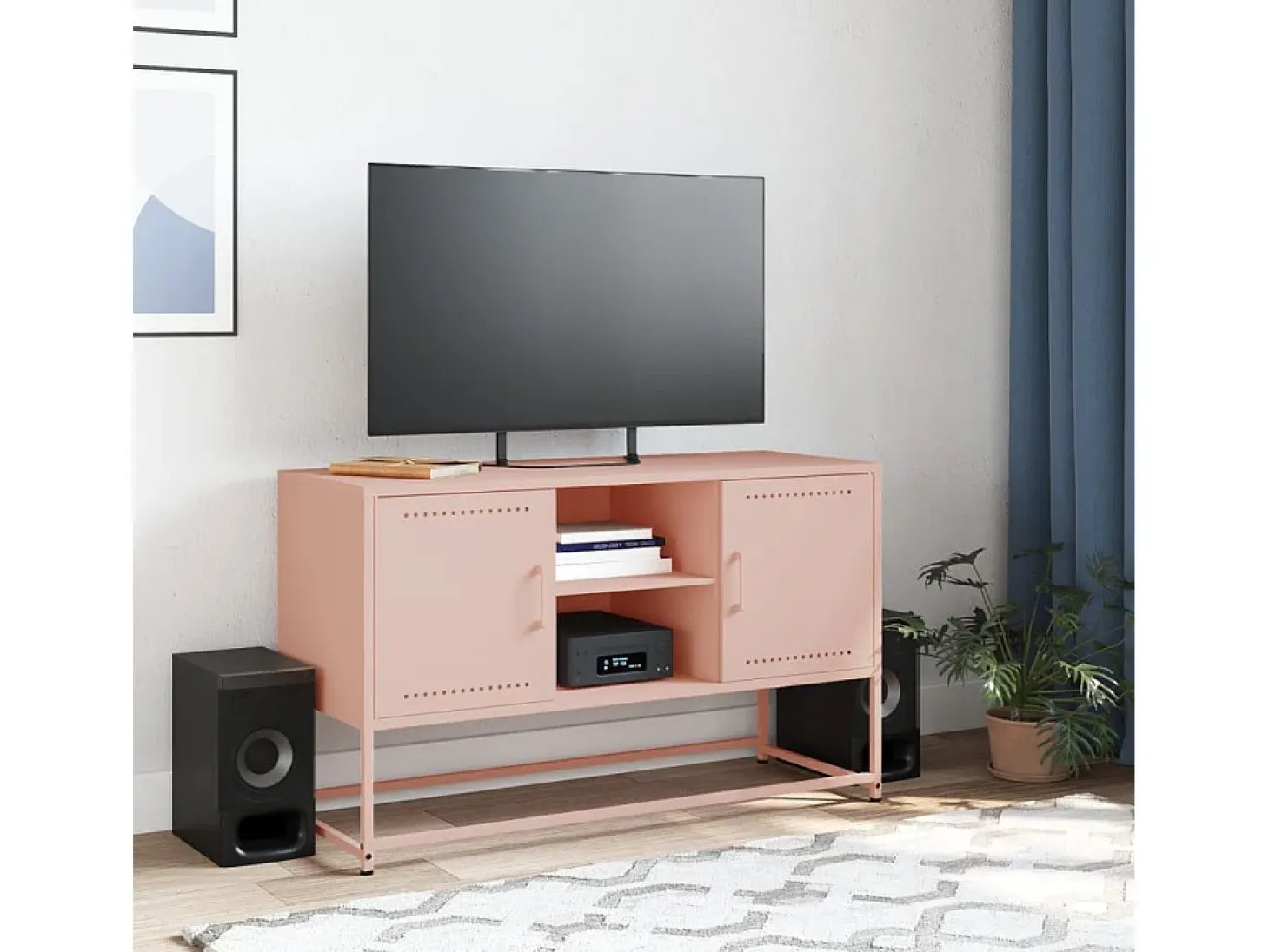María Luz Mueble para TV de acero rosa 100,5x39x60,5 cm