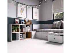 MARION - Estantería modular con 6 cubos - Librería con 6 compartimentos - 110x30x75 cm - Mueble de almacenaje