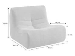 Módulo para sofá modular en borreguito texturizado, 1 plaza kaki