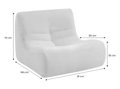 Módulo para sofá modular en borreguito texturizado, 1 plaza beige