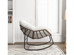 Mecedora - Mecedora extragrande - con asiento tapizado, beige