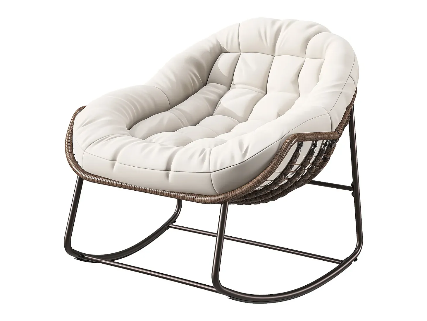 Mecedora - Mecedora extragrande - con asiento tapizado, beige