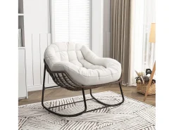 Mecedora - Mecedora extragrande - con asiento tapizado, beige