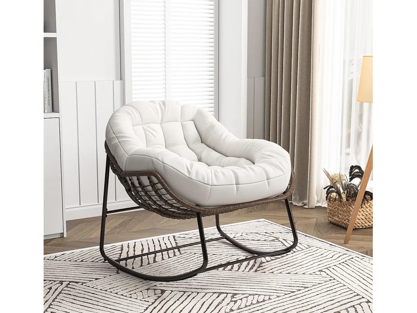 Mecedora - Mecedora extragrande - con asiento tapizado, beige