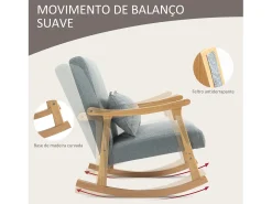 Mecedora Berta Homcom reposabrazos + cojín lumbar gris 84x65x87 cm