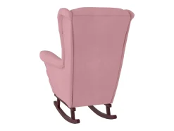 Mecedora con patas de madera maciza de caucho en terciopelo rosa