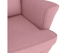 Mecedora con patas de madera maciza de caucho en terciopelo rosa