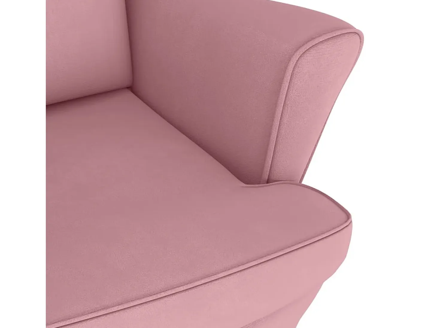 Mecedora con patas de madera maciza de caucho en terciopelo rosa