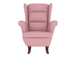 Mecedora con patas de madera maciza de caucho en terciopelo rosa