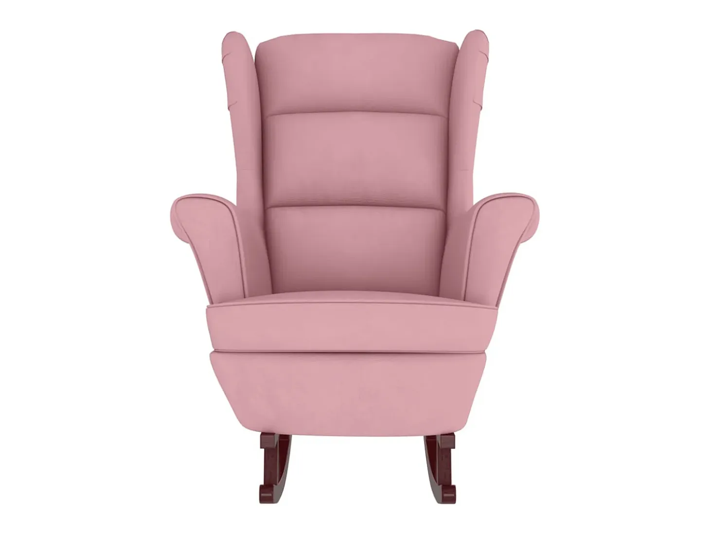 Mecedora con patas de madera maciza de caucho en terciopelo rosa
