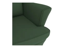 Mecedora con patas de madera y taburete Verde oscuro