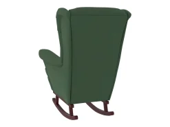Mecedora con patas de madera y taburete Verde oscuro
