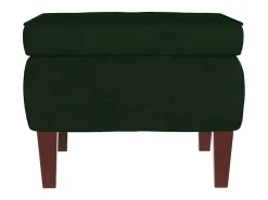 Mecedora con patas de madera y taburete Verde oscuro