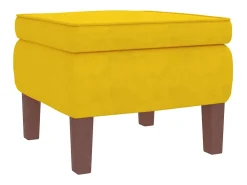 Mecedora con patas de madera y taburete Terciopelo Amarillo