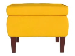 Mecedora con patas de madera y taburete Terciopelo Amarillo