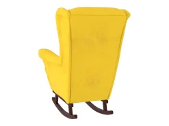 Mecedora con patas de madera y taburete Terciopelo Amarillo