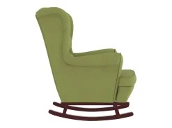 Mecedora con patas de madera y taburete Verde claro