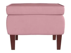 Mecedora con patas de madera y taburete Terciopelo Rosa