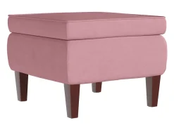 Mecedora con patas de madera y taburete Terciopelo Rosa