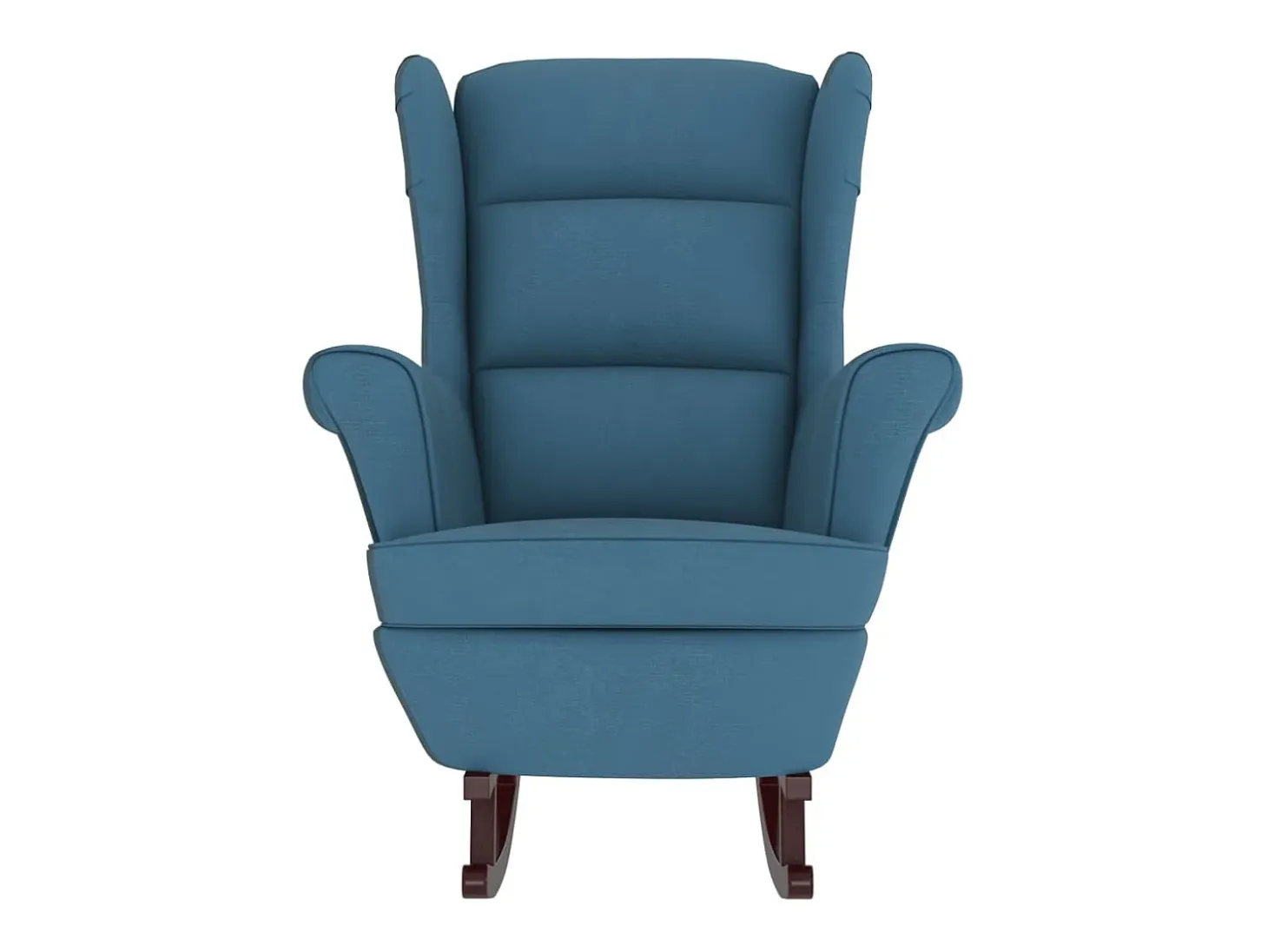 Mecedora con patas de madera maciza de caucho en terciopelo azul