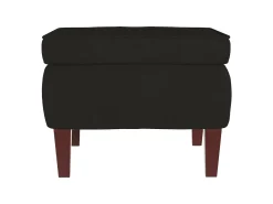 Mecedora con patas de madera y taburete Terciopelo Negro