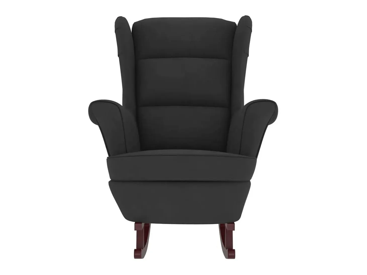 Mecedora con patas de madera y taburete Terciopelo Negro