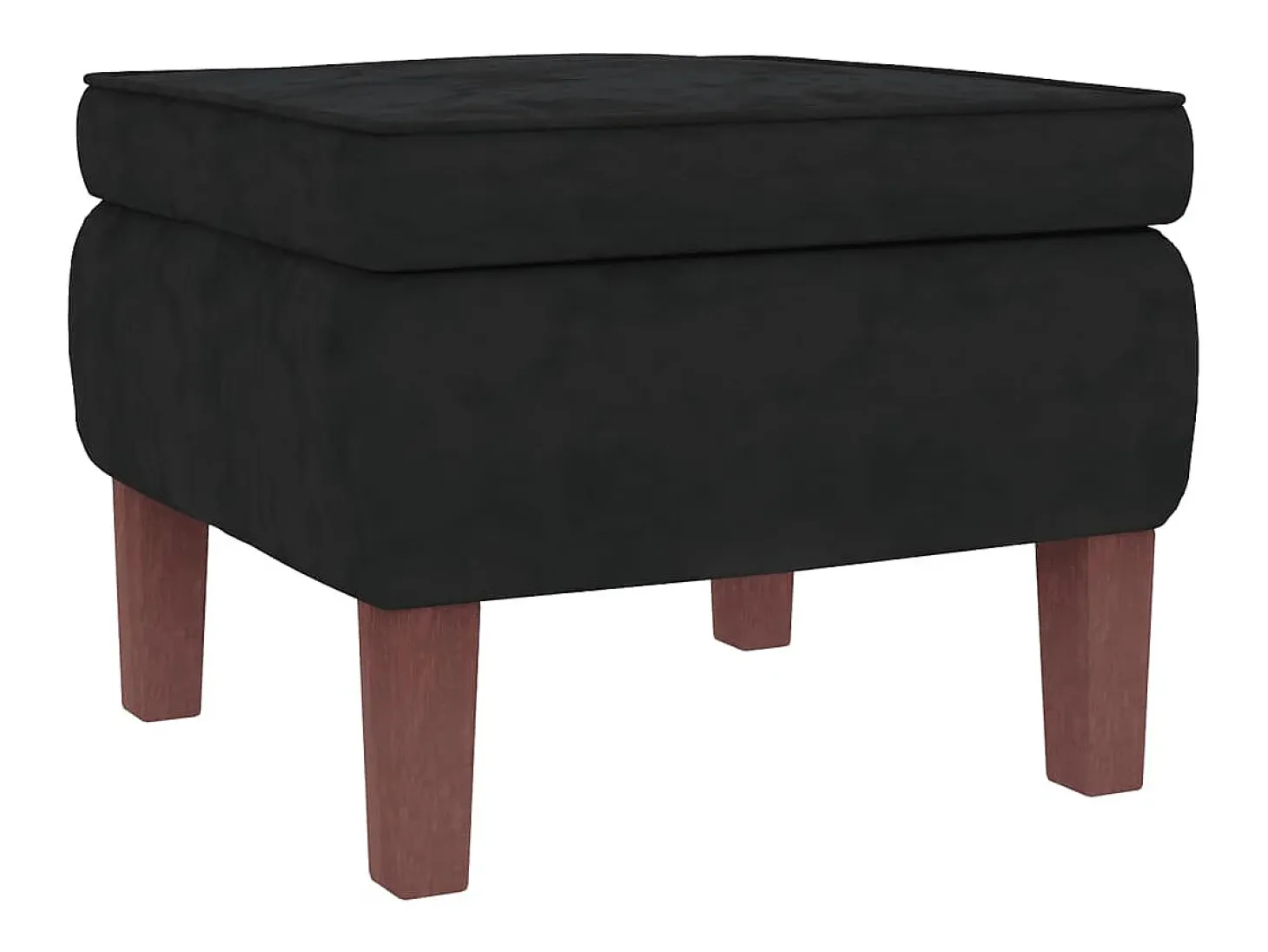Mecedora con patas de madera y taburete Terciopelo Negro