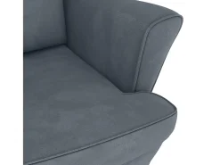 Mecedora con patas de madera y taburete Gris oscuro