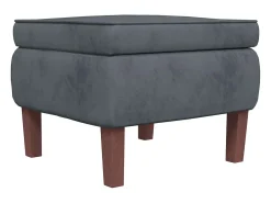 Mecedora con patas de madera y taburete Gris oscuro