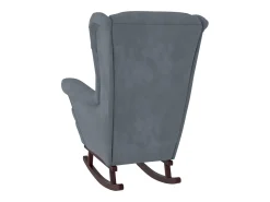 Mecedora con patas de madera y taburete Gris oscuro