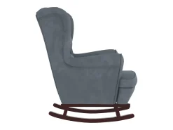 Mecedora con patas de madera y taburete Gris oscuro