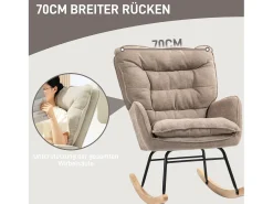 Mecedora, con reposabrazos, en tejido chenilla, hasta 120 kg, marrón (71x98,5x97 cm)