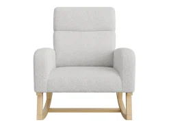 Mecedora con reposabrazos y respaldo inclinado - Patas de madera maciza - Gris claro
